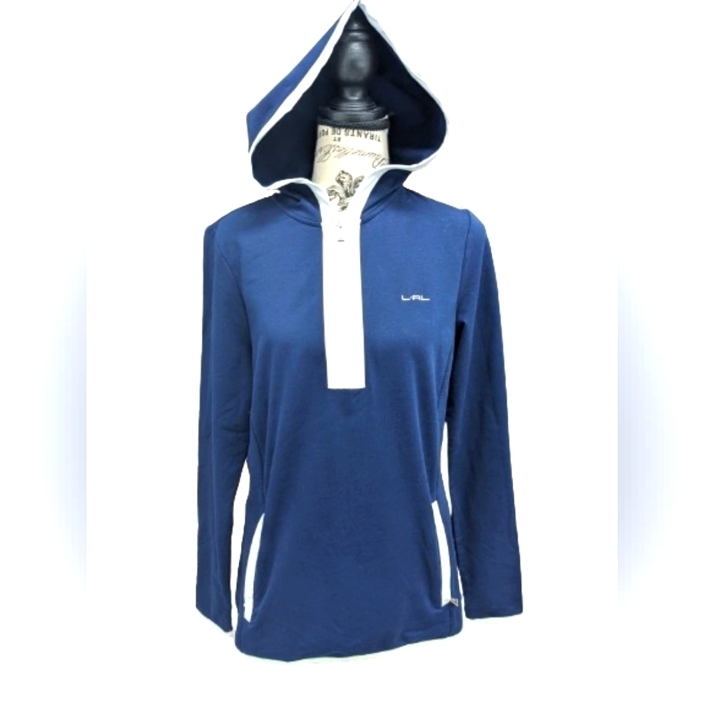 Lauren Ralph Lauren Active women's navy 1/4 zip pullover pocket hoodie size M